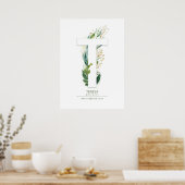 T Letter Monogram Goud Groene Bladeren Chic Poster (Keuken)