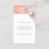 T Letter Monogram White Orchids and Pampas Grass Visitekaartje (Achterkant)