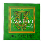T "Luck of the Irish" Family Custom Monogram Tegel Tegeltje (Voorkant)