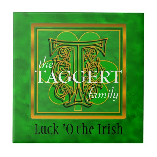 T "Luck of the Irish" Family Custom Monogram Tegel Tegeltje (Voorkant)