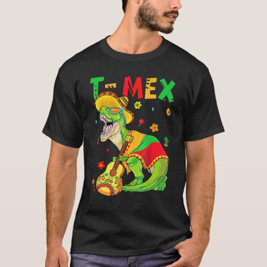 T Mex Sombrero Cinco De Mayo Mexican Rex Dinosaur T-shirt (Voorkant)