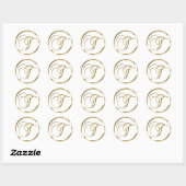 T monogram bruine envelop of bruistekel ronde sticker (Vel)
