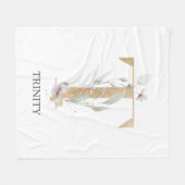 T Monogram Floral Aangepaste Vloot Fleece Deken (Voorkant (Horizontaal))