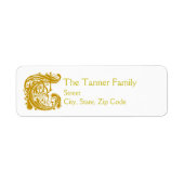 T Monogram "Gouden Kant" ontwerp Adreslabels Etiket (Voorkant)