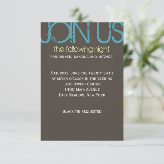 T Monogram Initiaal Bar bat Mitzvah Party Kaart (Staand voorkant)