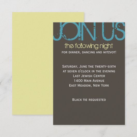 T Monogram Initiaal Bar bat Mitzvah Party Kaart (Voorkant / Achterkant)