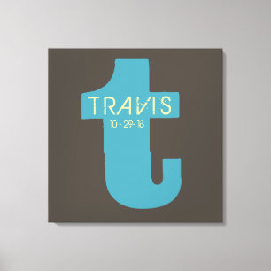 T Monogram Initiaal Bar Bat Mitzvah Sign-In Board Canvas Afdruk