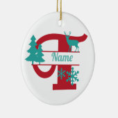 T Monogram Initial Christmas Holiday Tree Ornament (Rechts)