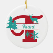 T Monogram Initial Christmas Holiday Tree Ornament (Achterkant)