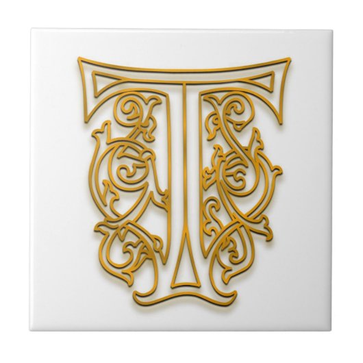 T Monogram "Irish Gold" keramische tegels Tegeltje (Voorkant)
