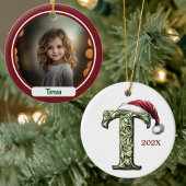 T Monogram Kerstbal Keramisch Ornament