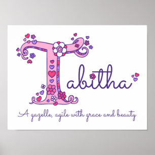 T monogram kunst Tabitha meisjes naam poster