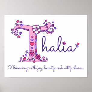 T monogram kunst Thalia meisjes naam poster