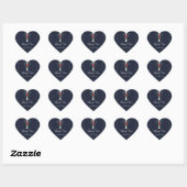 T Monogram Laatste Initiaal Modern Blauw Bloemig H Hart Sticker (Vel)