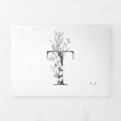 'T' Monogram mooi geborsteld Floral Wedding Drieluik Uitnodiging (Cover)