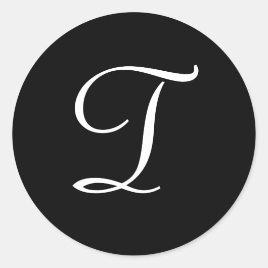 T Monogram Zwart Wit Bruiloft Stickers (Voorkant)