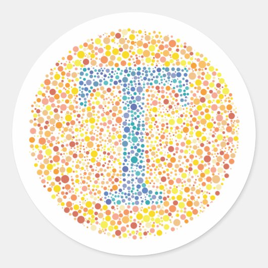 "T" Oogtest — Letter Ronde Sticker (Voorkant)