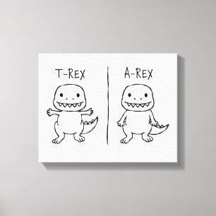 T-Pose T-Rex Sketch Canvas Afdruk