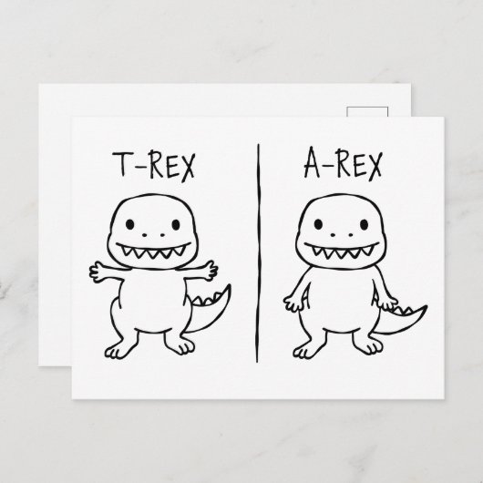 T-Pose T-Rex Sketch Feestdagenkaart (Voorkant / Achterkant)