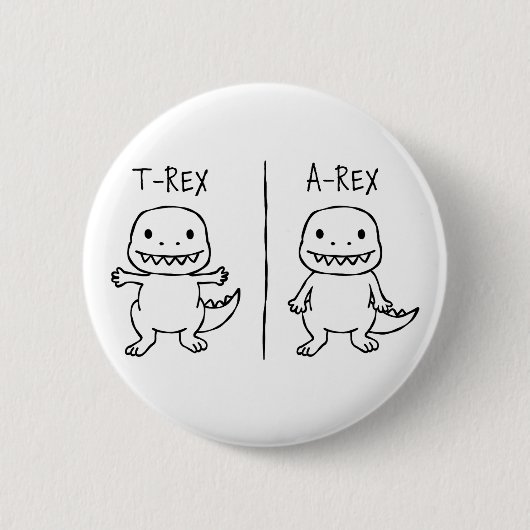 T-Pose T-Rex Sketch Ronde Button 5,7 Cm (Voorkant)