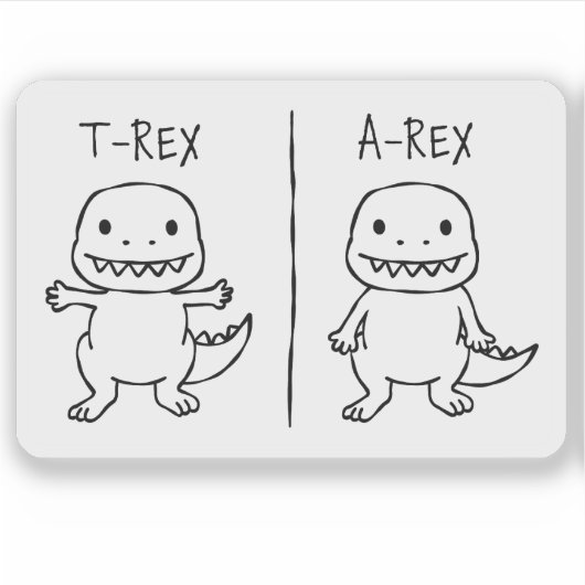 T-Pose T-Rex Sketch Sticker (Voorkant)