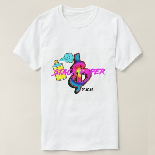 T.R.K GELD STAPELEN PAPieren POP TSHIRT (Design voorkant)