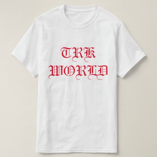 T.R.K WORLD-TEXTONTWERP T-SHIRT (Design voorkant)