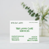 T&R LAWN CARE, SERVICES, SNOWPLOWING, MOWING, T... BRIEFKAART (Staand voorkant)