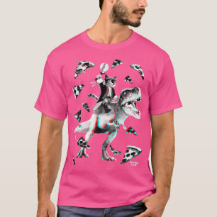 T Re Pizza Party Cat Riding Dinosaur Funny Dino of T-shirt