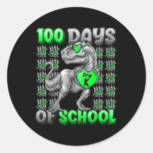 T-rex 100 dagen School Pre-K 100 dagen Slimmer Bo Ronde Sticker