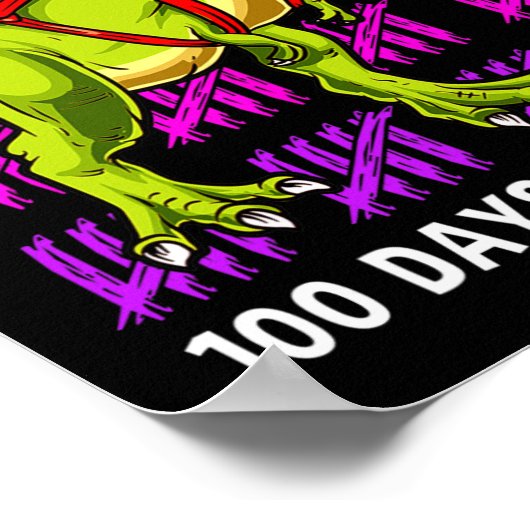 T Rex 100 Days of School Dinosaur T Rex Kinder Jon Poster (Hoek)