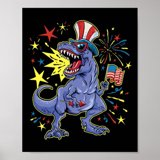 T-rex 4 juli vieren Onafhankelijkheidsdag Poster (Voorkant)