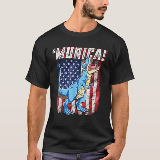 T rex 4th Juli Boys Mannen Funny Dinosaur Murica U T-shirt (Voorkant)