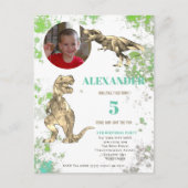 T rex 5e verjaardag Tyrannosaurus Foto Uitnodiging Briefkaart (Voorkant)
