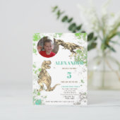 T rex 5e verjaardag Tyrannosaurus Foto Uitnodiging Briefkaart (Staand voorkant)