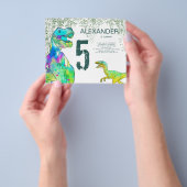T Rex 5e Verjaardagsfeest Budget Uitnodiging Flyer (Hand)