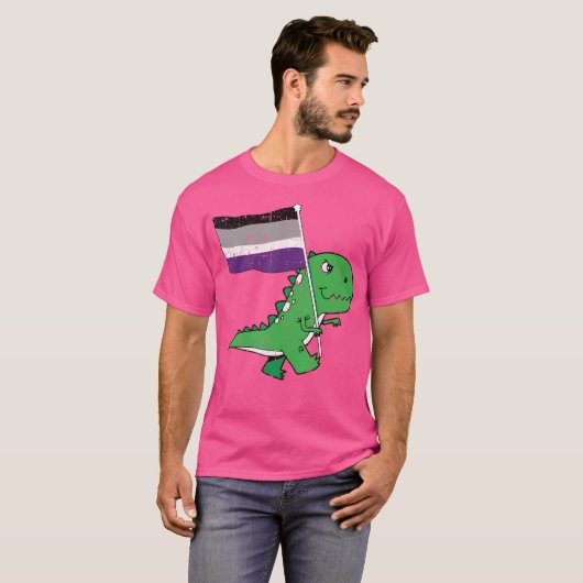 T-Rex Asexual Pride Flag Funny Dino-Saur LGBTQ All T-shirt (Voorkant volledig)