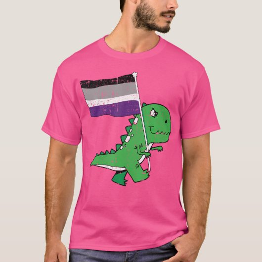 T-Rex Asexual Pride Flag Funny Dino-Saur LGBTQ All T-shirt (Voorkant)