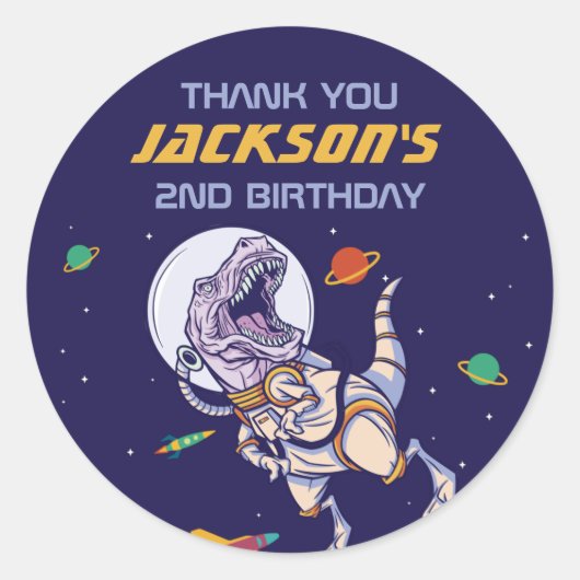 T-Rex Astronaut Buitenruimte Kinderen op zaterdag Ronde Sticker (Voorkant)