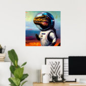 T Rex-astronaut Poster (Thuiskantoor)