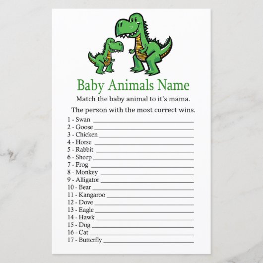T-rex Baby Dieren Naam Spel (Voorkant)
