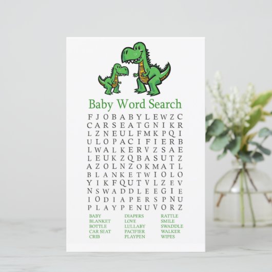 T-rex Baby shower Word Search Game (Staand voorkant)