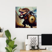 T Rex Barbarian Poster (Thuiskantoor)