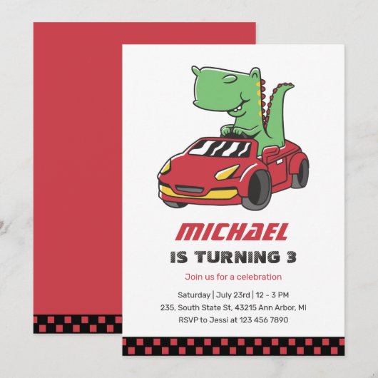 T-Rex bestuurderscabine Kinder motorboys van zater Kaart (Voorkant / Achterkant)