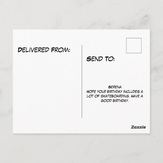 T-Rex bij skatepark skateboarden Briefkaart (Achterkant)