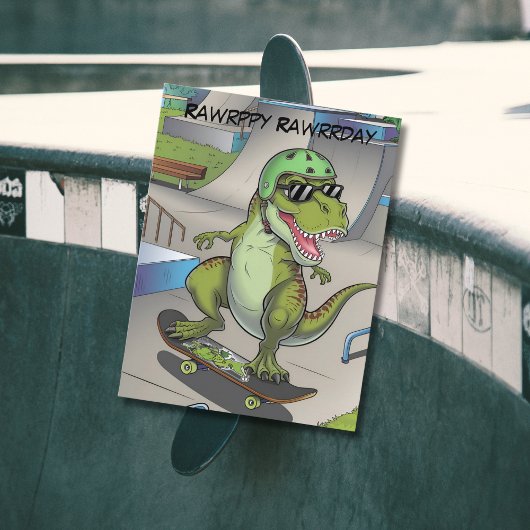 T-Rex bij skatepark skateboarden Briefkaart