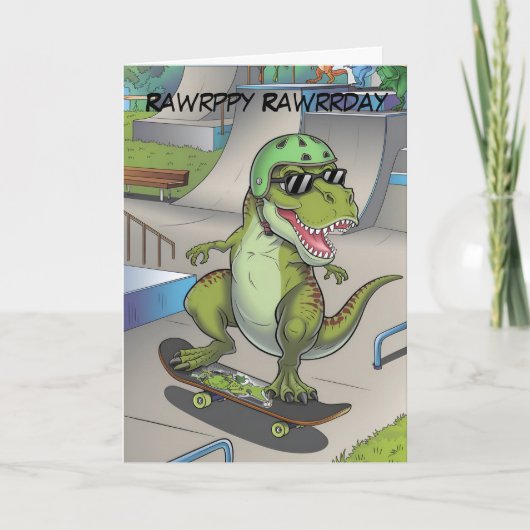T-Rex bij skatepark skateboarden Kaart (Voorkant)