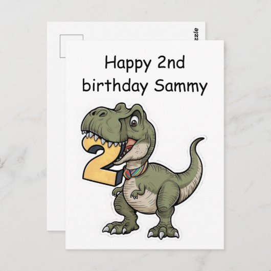 T-rex bijt op het cijfer 2 briefkaart (Voorkant / Achterkant)