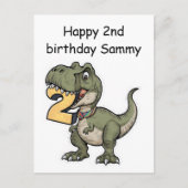 T-rex bijt op het cijfer 2 briefkaart (Voorkant)