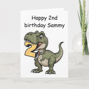 T-Rex bijt op het cijfer 2 Kaart